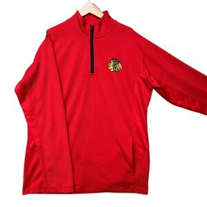 Chicago Blackhawks NHL Pullover Mens Large Red Long Sleeve 1/4 Zip Performance
